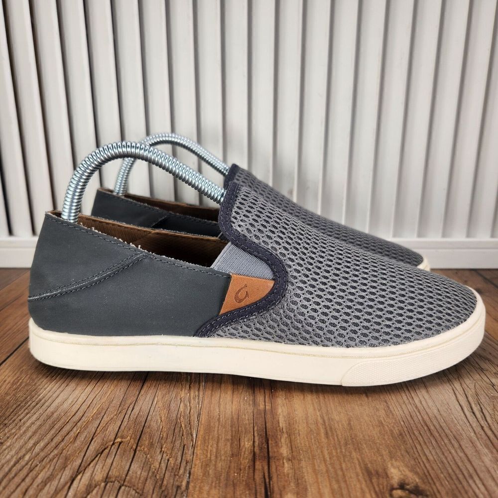 OluKai Pehuea Womens 8.5 Gray Slip-Ons Mesh Convertible Loafers Shoes 20271-266C